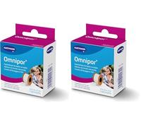 Omnipor, Esparadrapo de Tela Resistente, Pre-Tape para la Sujeción de Apósitos y Vendajes, Espadrapo Hipoalargénico y Resistente al Agua, Cinta Quirurgica, Color Blanco (2,5cm x 5m) (Paquete de 2)