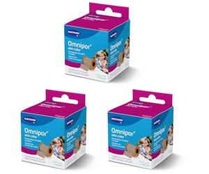 Omnipor: Esparadrapo Hipoalergénico de Tejido no Tejido para Pieles Sensibles; 5cmx5m; Color Carne (Paquete de 3)