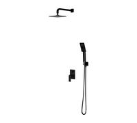 Omnires Baretti conjunto de ducha empotrado con rociador con efecto lluvia negro SYSBA10BL