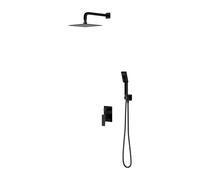 Omnires Parma conjunto de ducha empotrado con rociador con efecto lluvia negro SYSPM10BL