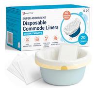 Omnitex - Juego de 20 forros para inodoro de alta absorción, con almohadilla de conversión de gel de gránulos de 80 % SAP, bolsa de inodoro portátil para adultos fuerte con cordón y almohadilla SAP,