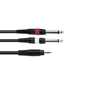 OMNITRONIC Cable adaptador 3,5 Jack / 2 x Jack 1,5 m bk