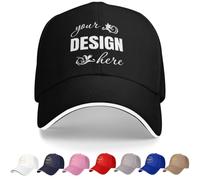 OMNRELM Gorra de Béisbol Personalizada - Diseña tu Propia Gorra con Foto y Texto, Gorra de Sándwich Ajustable para Hombre y Mujer, Gorra Deportiva Estructurada y Transpirable, (Negro)
