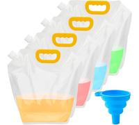 Omoojee Contenedor de Agua Plegable 4-Pack, 1.3Gallon/5L Bolsa de Almacenamiento de Agua Portátil para Camping, Senderismo, RV, Emergencia - Libre de BPA, A Prueba de Fugas, Congelable