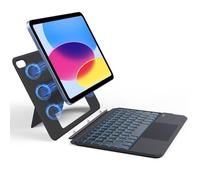 OMOTON Funda con teclado para iPad de 10ª generación, soporte magnético extraíble, formato vertical y horizontal, iluminado en 7 colores, panel táctil multitáctil, teclado Bluetooth de 10,9 pulgadas,