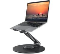 OMOTON Soporte Ajustable para portátil con Base giratoria de 360 Grados, Elevador ergonómico para Laptop para Trabajo colaborativo, Doble Eje Giratorio Totalmente Plegable para un fácil