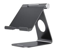 OMOTON Soporte de Aluminio para Tableta, Ajustable y Duradero, Soporte de Escritorio Compatible con iPad 10.9/10.2, iPad Pro 13/12.9/11, iPad Air 6/5/Mini, Tablet Samsung y más de hasta 13 Pulgadas,