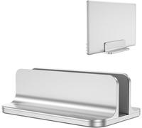 OMOTON Soporte Laptop, Atapta a Macbook Pro/Air, Otras Portátiles y Netbooks, Vertical Soporte para Ordenador de Aluminio con Base Ajustable, Plata