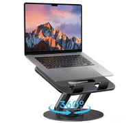 OMOTON Soporte para Portátil, Base Metálica Dura, Soporte portatil Giratorio de 360°, Soporte Ergonómico y Plegable, Compatible con MacBook y Portátiles de hasta 15 Pulgadas - Negro