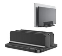 OMOTON Soporte Portátil Vertical de Ranura Dual, Soporte Laptop de Aluminio con Base Ajustable, Compatible con Macbook y Otros y Netbooks(hasta 17,3 Pulgadas), Negro