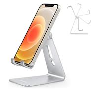 OMOTON Soporte Teléfono Móvil Mesa, Base Móvil Ajustable de Escritorio, Apoyo Teléfono de Aluminio para iPhone 13 Pro 12 Pro MAX 12 Mini 11, Xiaomi Redmi 9S 8 Pro, Samsung y Otras Smartphones, Plata