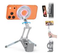 OMOTON TP02 Aluminio Trípode Magnético para Teléfono, Rotación 360° para Trípode con MagSafe, Soporte Ajustable 4 en 1 para iPhone 17/16/15/14 Pro MAX Air, Ideal para Gimnasio, Vlogs y Viaje, Plata