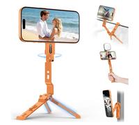 OMOTON TP03 - Trípode magnético giratorio de 360° para iPhone 17/16 Pro Max Air para mujeres y hombres, soporte plegable para teléfono celular con tornillo de 0.25 pulgadas y gancho para Vlog, Live