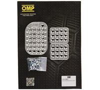 Omp - Juego 3 Pedales Aluminio Arenado, Tratamiento Antideslizante, Incluye Tornillos de Montaje de Acero, Dimensiones Pedal Freno 60×70 mm y Acelerador 85×120 mm, Acabado Natural