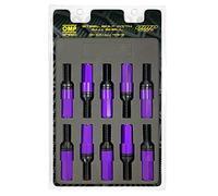 OMP Speed Juego de 20 Tornillos Acero con Protector de Aluminio de Colores M12X1.25 Llave de 17-19 Largo 28mm con Protector Morado de Aluminio 7075 + DIN 12.9