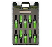 OMP Speed Juego de 20 Tornillos Acero con Protector de Aluminio de Colores M14X1.25 Llave de 17-19 Largo 28mm con Protector Verde de Aluminio 7075 + DIN 12.9