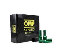 OMP Set 20 Tornillos de Rueda con Metrica M14X1.5 Llave de 17 o 19 Largo Roscado de 27MM Color Verde y Material DIN 10.9