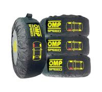 OMP Speed - Juego de 4 Fundas Universales para Almacenamiento y Transporte de Neumáticos/Ruedas con Bolsillo para Tornillos y Protección Delantera - Ideal para Coche y SUV