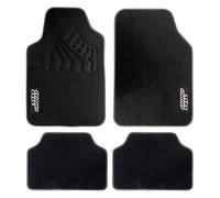 OMP SPEED Juego de Alfombrillas para Coche, Alfombrillas Universales Coche Antideslizantes, Moqueta Velour Lavables, Logo con Bandera Italiana, con Talonera, 4 Piezas, Color Negro