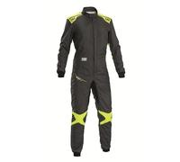 Omp - Traje Carreras One Evo Air FIA 8856-2018 - Tecnología Air Avanzada - Cumple Normativa FIA 8856-2018 - 10% Más Transpirable Que Modelos Anteriores - Talla 62 - Gris Hierro/Amarillo Fluo