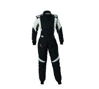 Omp, Traje de Carreras First Evo Elle, Homologación FIA 8856-2018, Diseño Bicolor Transpirable, Color Negro/Blanco, Talla 50