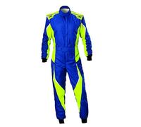 OMP - Traje de Carreras First Evo, FIA 8856-2018, Comodidad y Transpirabilidad, Color Azul/Amarillo, Talla 52