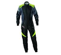 Omp Traje de Carreras Karting KS-2X Art, Homologación FIA 8877-2022, Sisa Flotante 360°, Personalizable, Para niños, Color Negro, Fluo Amarillo, Talla 160
