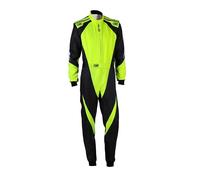 OMP - Traje de Carreras Karting KS-3X, Homologación FIA 8877-2022, Para Adultos, Negro/Amarillo Fluor, Talla 52