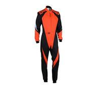 OMP - Traje de Carreras Karting KS-3X, Homologación FIA 8877-2022, Para Adultos, Negro/Naranja Fluor, Talla 50