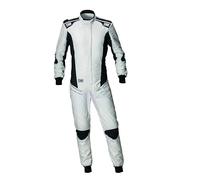 OMP - Traje de Carreras Tecnica Super Light, Ignífugo Alto Rendimiento, Confort Ergonómico, Homologación FIA, Color Blanco/Antracita, Talla 46