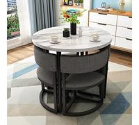 ompact - Juego de comedor de 4 piezas con mesa redonda de 80 cm, perfecto para espacios pequeños y multiusos