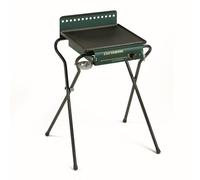 Ompagrill Plancha de cocción de gas 4043 GHIV hierro fundido vitrificado, 40 x 43 cm, alimentación a gas y metano, estructura plegable de acero verde