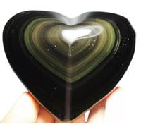OMPEGNUVVS Cats Eye Obsidian Quartz Crystal Heart Shape (Size : About 5cm)