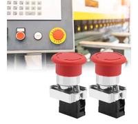 Omquot 2 Uds 22MM Botón de Interruptor de Parada de Emergencia Rojo Compacto y Confiable Empuje para Detener para Circuitos de Control Eléctrico