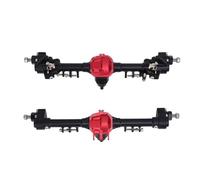 Omquot Actualización del Conjunto del Eje Delantero y Trasero de Aleación de Aluminio para el Modelo SCX10 II 1/10, Negro y Rojo, Caja de Cambios de Rodamientos Mejorados