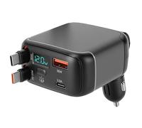 Omquot Adaptador de Cargador de Coche Compacto de 137 W con Dirección de Enchufe Ajustable para una Organización Ordenada en los Vehículos