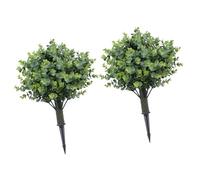 Omquot Árboles artificiales realistas verdes con encaje para decoración de porche hecho de polietileno, 19,7 pulgadas, juego de 2 unidades, ideal para uso en interiores y exteriores