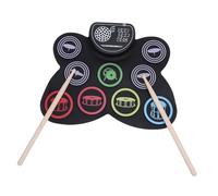Omquot Batería Electrónica Enrollable con Luces de Altavoz Duales para Principiantes, 10 Canciones de Demostración, Kit Portátil para