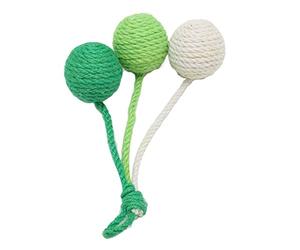 Omquot Bolas de Hilo para Gatos, Juguete Interactivo para Masticar, Cómodas Garras de Molienda para Gatos, Gatitos, 5 Cm, Sisal, 1 Pieza (Verde, Cian, Blanca)