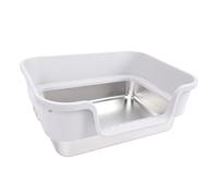 Omquot Caja de para Gatos Espaciosa de Acero Inoxidable, Entrada Lateral Baja, Parte Superior, Gatos Más Grandes, Resistente a los Olores, Fácil de Limpiar para el Hogar (Gris Claro)