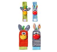 Omquot Calcetines de Sonajero para Bebés, Sonajeros para Pies de bebé de Felpa Suave, Paquete de Juguetes para la Percepción del Color y la Coordinación Ojo-mano