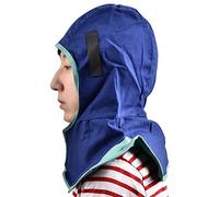 Omquot Capucha de Protección de Soldadura Ignífuga Cómoda Cara Azul Protección Completa para Operación Mecánica y Construcción Naval Tela Ignífuga Lavable Tamaño Libre