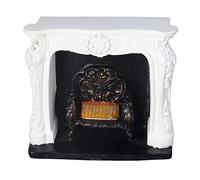 Omquot - Casa de muñecas en miniatura con interruptor de control simple, chimenea LED, decoración portátil de resina