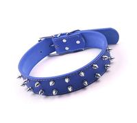 Omquot Collar Punk para Perros, Collar de con Púas Elegante de Cuero PU, Agradable para la Piel para Perros Medianos (Azul)