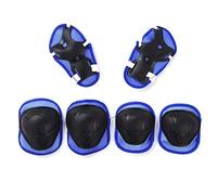 Omquot - Conjunto de equipo de protección para niños con casco ajustable, rodilleras, coderas, protector de puños para patines de ruedas, casco de diseño de llama para, patinaje rosa (azul)