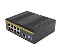 Omquot Conmutador PoE de 9 Puertos Conmutador de Red Ethernet de 10/100 Mbps de Calidad Industrial y Resistente para Aplicaciones de Tránsito Ferroviario y de Ciudades Inteligentes