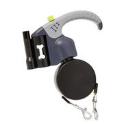 Omquot Correa para Retráctil de Doble Cabeza con Cuerda de Nailon Duradera con Luz LED, Correa para de 3 Metros con Control de un Botón para Perros Pequeños y Grandes (Gris)