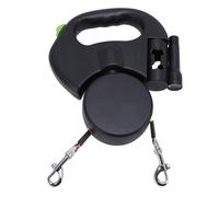 Omquot Correa Retráctil para Perros para 2 Perros con Estiramiento Automático y Materiales a Prueba de Explosiones, Adecuada para Paseos Diarios (Negro)
