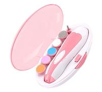 Omquot Cortauñas Eléctrico para Bebés, Kit Portátil de Cuidado de Uñas para Recién Nacidos, 6 Cabezales de Molienda (Rosa)