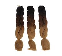 Omquot Extensiones de Cabello Trenzado Degradado Diseño de Peinado Elegante y Hermoso para Fiestas, 3 Piezas de Fibra de Cabello Trenzado Sintético para Juegos de Rol o Vida Diaria